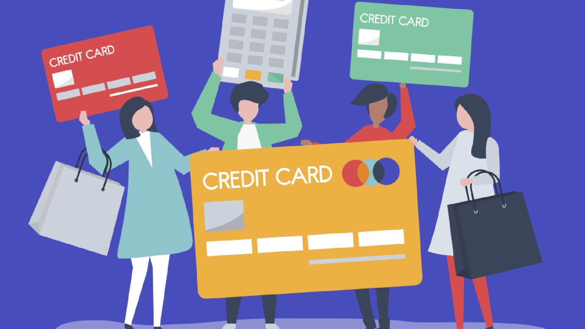 people shopping with a credit card animated