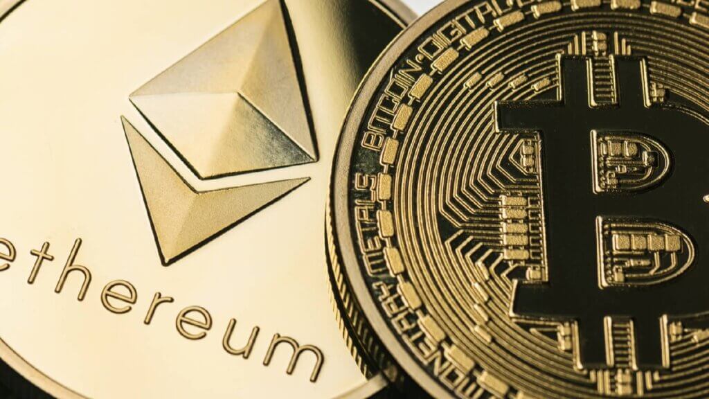 Bitcoin and Ethereum logos